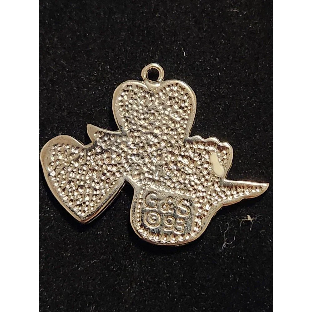 Vintage G&S Dove Pendant Pewter Coral Inlay Hearts Peace Love ©93